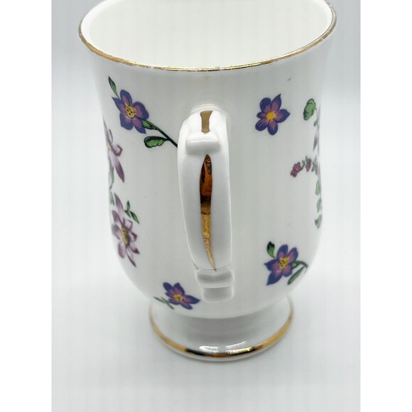 ROYAL VICTORIA BONE CHINA FOOTED 8 OZ MUG VIOLETS - Picture 9 of 13